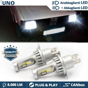 Kit LED H4 Per FIAT UNO Luci Anabbaglianti + Abbaglianti 6500K 8000LM | Plug & Play CANbus