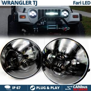 2 Full LED 7" Inches Headlights 6500K for JEEP WRANGLER TJ 6500K Ice White | Parking Lights + Low + High Beam