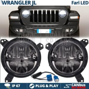 2 FARI LED 7'' + STAFFE Per Jeep WRANGLER JL 6500K Bianco Ghiaccio | Anabbaglianti + Abbaglianti
