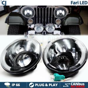 2 Full LED 7" Inches Headlights 6500K for JEEP CJ 6500K Cool White | DRL, Turn Light, Low High Beam