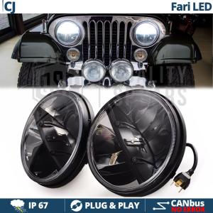 2 Full LED 7" Inches Headlights 6500K for JEEP CJ 6500K Ice White | Low + High Beam