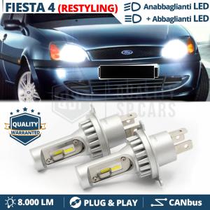 Kit Led H4 para FORD FIESTA 4 Facelift Luces de Cruce + Carretera 6500k 8000LM | Plug & Play CANbus