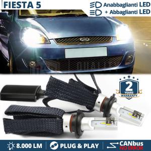 Kit LED H4 para FORD FIESTA 5 Luces de Cruce + Carretera | 6500K 8000LM CANbus