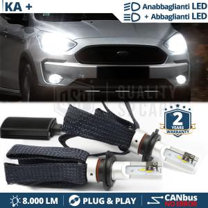 H4 LED Kit für FORD KA+ Abblendlicht + Fernlicht | 6500K Weiss Eis 8000LM CANbus