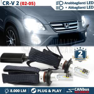 H4 LED Kit für HONDA CR-V 2 02-05 Abblendlicht + Fernlicht | 6500K Weiss Eis 8000LM CANbus