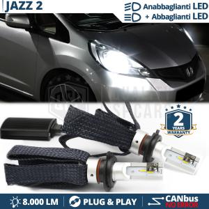 H4 LED Kit für HONDA JAZZ 2 Abblendlicht + Fernlicht | 6500K Weiss Eis 8000LM CANbus