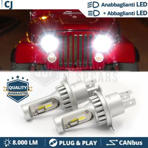 Kit Luci LED H4 Per JEEP WILLYS CJ Anabbaglianti + Abbaglianti 6500K 8000LM | Plug & Play CANbus