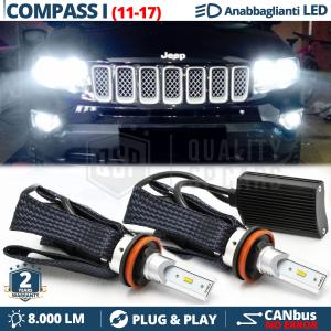 H11 LED Bulbs for JEEP COMPASS 1 FACELIFT Low Beam CANbus Bulbs | 6500K Cool White 8000LM