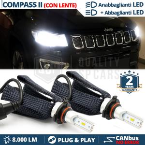 HB3 Full LED Kit for JEEP COMPASS 2 Low + High Beam | 6500K 8000LM CANbus Error FREE