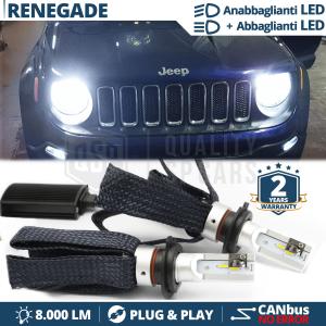 Kit LED H4 para JEEP RENEGADE Luces de Cruce + Carretera | 6500K 8000LM CANbus