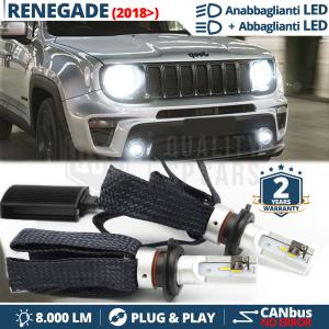 H4 LED Kit für JEEP RENEGADE Facelift Abblendlicht + Fernlicht | 6500K Weiss Eis 8000LM CANbus