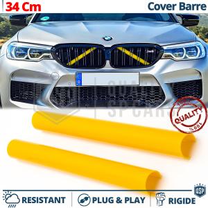 Gelbe Kühlergrill Zierleisten Rohr Streifen für BMW 34CM | Starre Kühlerschutz Bänder