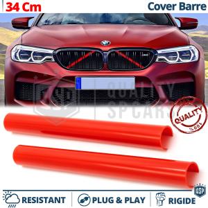 Red Crash Bar Covers for BMW Front Grill 34CM | Rigid Radiator Protection Bars 