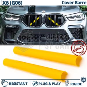 Gelbe Kühlergrill Zierleisten Rohr Streifen für BMW X6 G06 | Starre Kühlerschutz Bänder