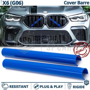 Blue Crash Bar Covers for BMW X6 G06 Front Grill | Rigid Radiator Protection Bars 