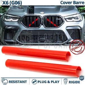 Red Crash Bar Covers for BMW X6 G06 Front Grill | Rigid Radiator Protection Bars 