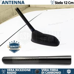 Antenna Corta 12 cm ad Avvitamento PER PEUGEOT 3008-2008 in Fibra di Carbonio, VERA RICEZIONE Segnale RADIO AM-FM-DAB