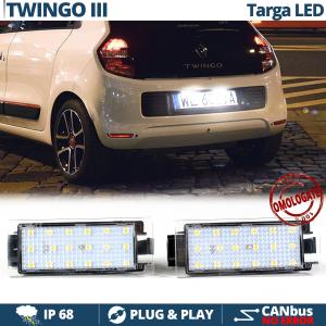 Placchette Luci Targa LED per Renault Twingo 3 Luce Bianca Potente 6500K | Canbus Plug & Play