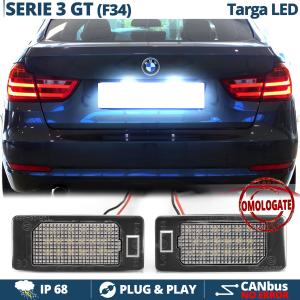 2 License Plate Full Led for BMW BMW 3 SERIES GT F34 | CANbus, 24 LEDS 6500K White Ice, Plug & Play