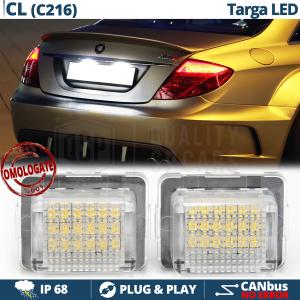 2 License Plate Full Led for Mercedes CL Class (C216) Canbus, 6.500k White Ice, Plug & Play