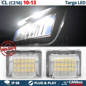 2 Kennzeichenbeleuchtung Led für Mercedes CL Klasse (C216) Facelift, Canbus 18 Led 6.500K, Plug & Play