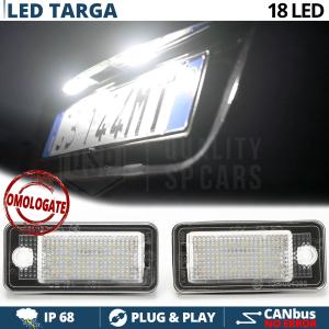 2 Placche Luci Targa FULL LED per AUDI A3 A4 A5 A6 A8 Q7 18 LED 6.500K BIANCO GHIACCIO Plug & Play 