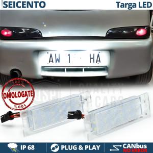 Luci Targa FULL LED per FIAT SEICENTO (98-10) Placchette Complete | CANbus NO Errori | 18 LED Luce Potente BIANCO GHIACCIO