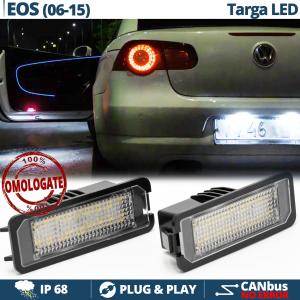 Kit Luci Targa LED Placchette Complete per VW Eos, 100% CANbus, 18 LED 6.500K Bianco Ghiaccio, Plug & Play 