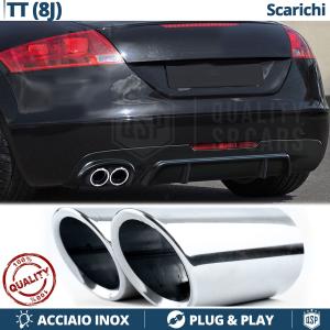 2 TERMINALI di Scarico Sportivi per AUDI TT 8J CROMATI in ACCIAIO Inox | Ad Incastro Plug & Play