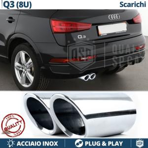2 pcs EXHAUST TIPS for AUDI Q3 8U Chromed Stainless STEEL | PLUG & PLAY Installation