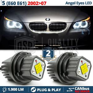 LED ANGEL EYES For BMW 5 SERIES E60 E61 TO 2007 With Xenon | White Parking Lights 80W CANbus