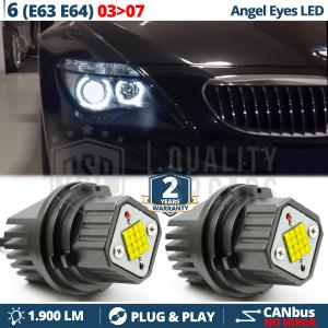 LED ANGEL EYES For BMW 6 SERIES E63 E64 TO 06/2007 | White Parking Lights 80W CANbus ERROR FREE