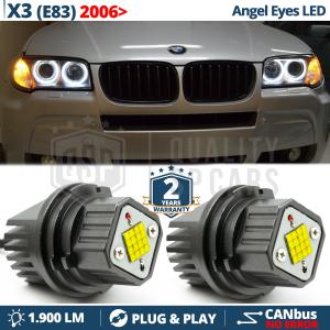 ANGEL EYES LED Pour BMW X3 E83 de 2006 à 2010 Avec xénon | Feux de Position Blanches 80W CANbus ANTI Erreur