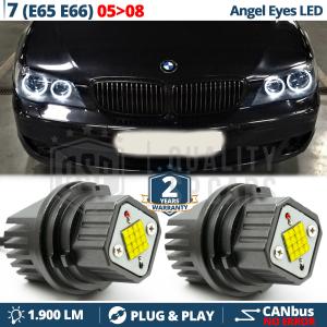LED ANGEL EYES For BMW 7 SERIES E65 E66 FROM 2005 | White Parking Lights 80W CANbus ERROR FREE 