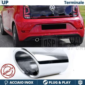 1 TERMINALE di Scarico Sportivo per VW UP in ACCIAIO Inox Cromato | Ad Incastro Plug & Play