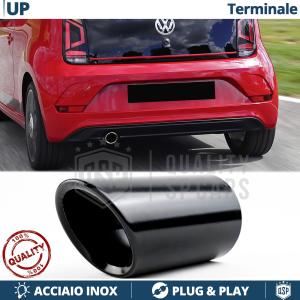 1 TERMINALE di Scarico Sportivo per VW UP in ACCIAIO Inox Nero | Clip Ad Incastro Plug & Play
