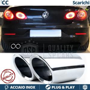 2 TERMINALI di Scarico Sportivi per VW Passat CC CROMATI in ACCIAIO Inox | Ad Incastro Plug & Play