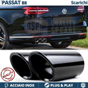 2 TERMINALI di Scarico Sportivi per VW PASSAT B8 NERI in ACCIAIO Inox | Ad Incastro Plug & Play