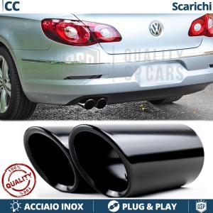 2 TERMINALI di Scarico Sportivi per VW PASSAT CC Neri in ACCIAIO Inox | Ad Incastro Plug & Play