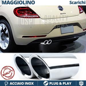 2X Embellecedores Tubos de ESCAPE para VW Maggiolino (desde 2011) en ACERO Inoxidable | PLUG & PLAY