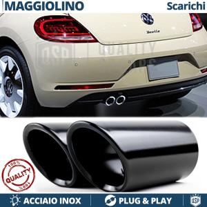 2X Tubos de ESCAPE para VW Maggiolino (desde 2011) en ACERO Inoxidable Negro | PLUG & PLAY