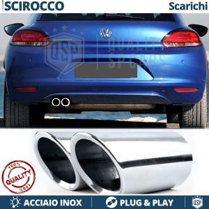 2 TERMINALI di Scarico Sportivi per VW SCIROCCO 3 Cromati in ACCIAIO Inox | Plug & Play