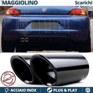 2X TERMINALI di Scarico Sportivi per VW SCIROCCO 3 in ACCIAIO Inox Nero | Ad Incastro Plug & Play