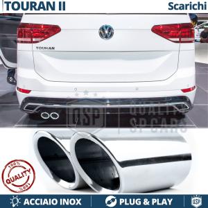 2 pcs EXHAUST TIPS for VW TOURAN 2 Chromed Stainless STEEL | PLUG & PLAY Installation