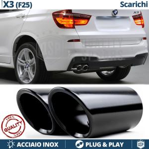 2 TERMINALI di Scarico Sportivi per BMW X3 F25 NERI in ACCIAIO Inox | Ad Incastro Plug & Play