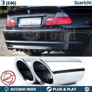 2X Embellecedores Tubos de ESCAPE para BMW Serie 3 E46 en ACERO Inoxidable | PLUG & PLAY