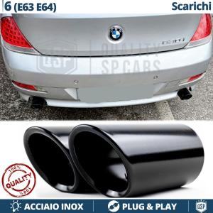 2 TERMINALI di Scarico DX + SX per BMW Serie 6 E63, E64 in ACCIAIO Inox NERO | Ad Incastro 