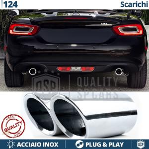 2 pcs EXHAUST TIPS for FIAT 124 SPIDER Left + Right Chromed Stainless STEEL | PLUG & PLAY 