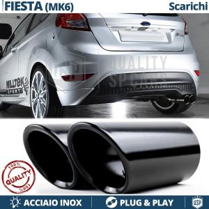2 pcs EXHAUST TIPS for FORD FIESTA ST Mk6 in BLACK Stainless STEEL | PLUG & PLAY Installation