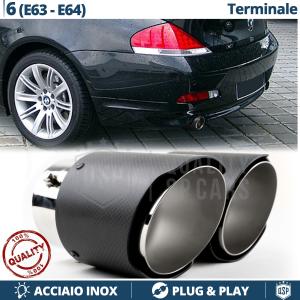 2x TERMINALI di Scarico per BMW Serie 6 E63, E64 in ACCIAIO Inox Carbonio | Plug & Play
